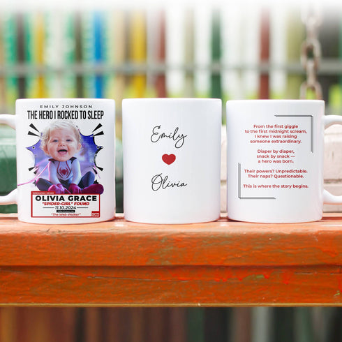 Custom Spider-Girl Baby Mug – “The Web-Walker” Design with Name, Photo & Quote – Personalized Gift for Moms